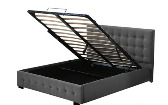 Chocolate Block Style Bedframe With Wooden Legs Fabric/PU In Double Queen King