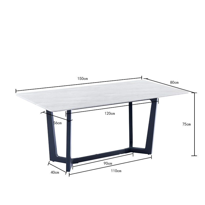 Barley Grey Modern Design Rectangular Marble Stone Top Dining Table 1.5m/1.8m