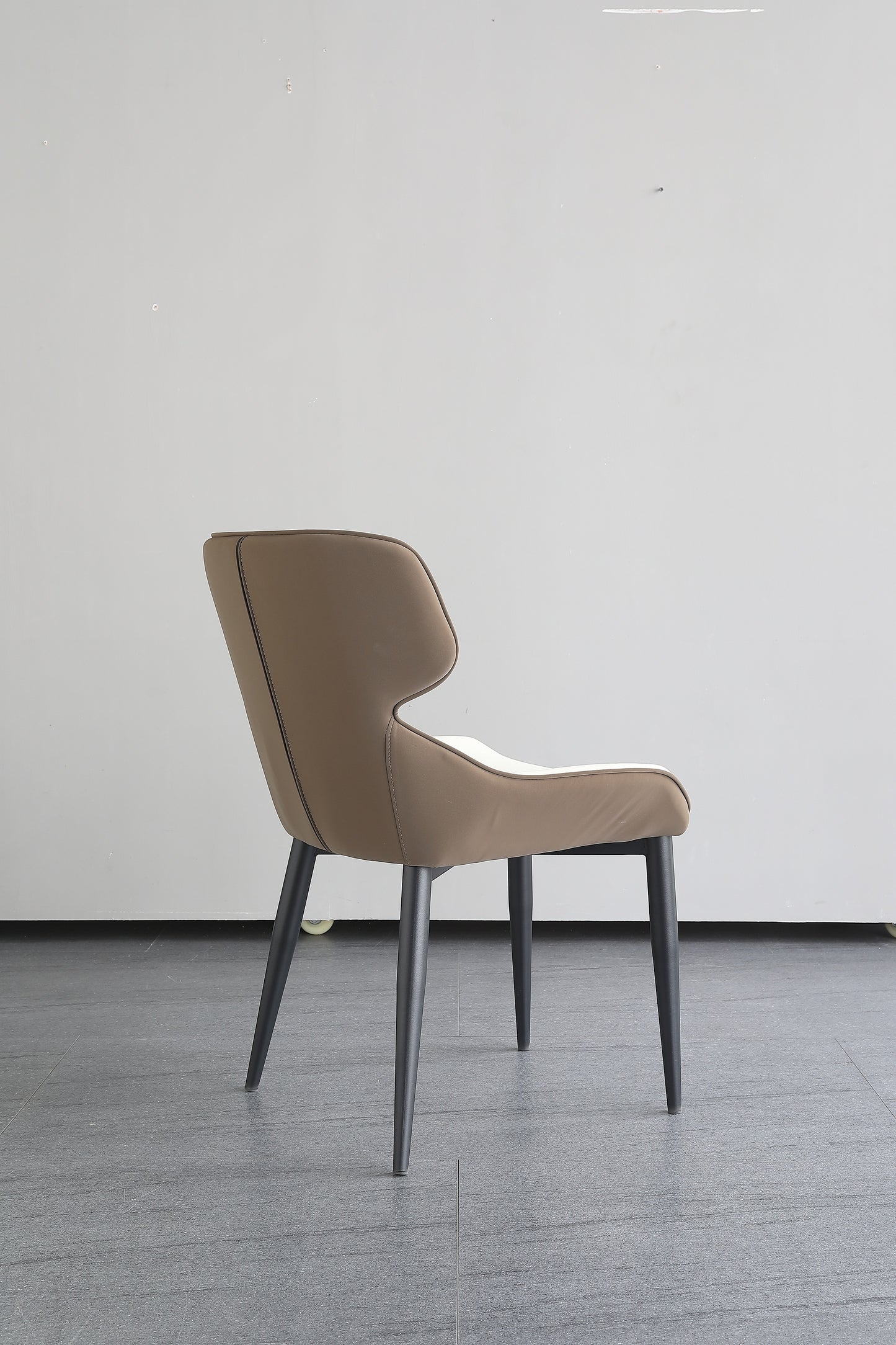 Modern Dining Chair Faux leather Upholstery With Carbon steel legs In Light Grey