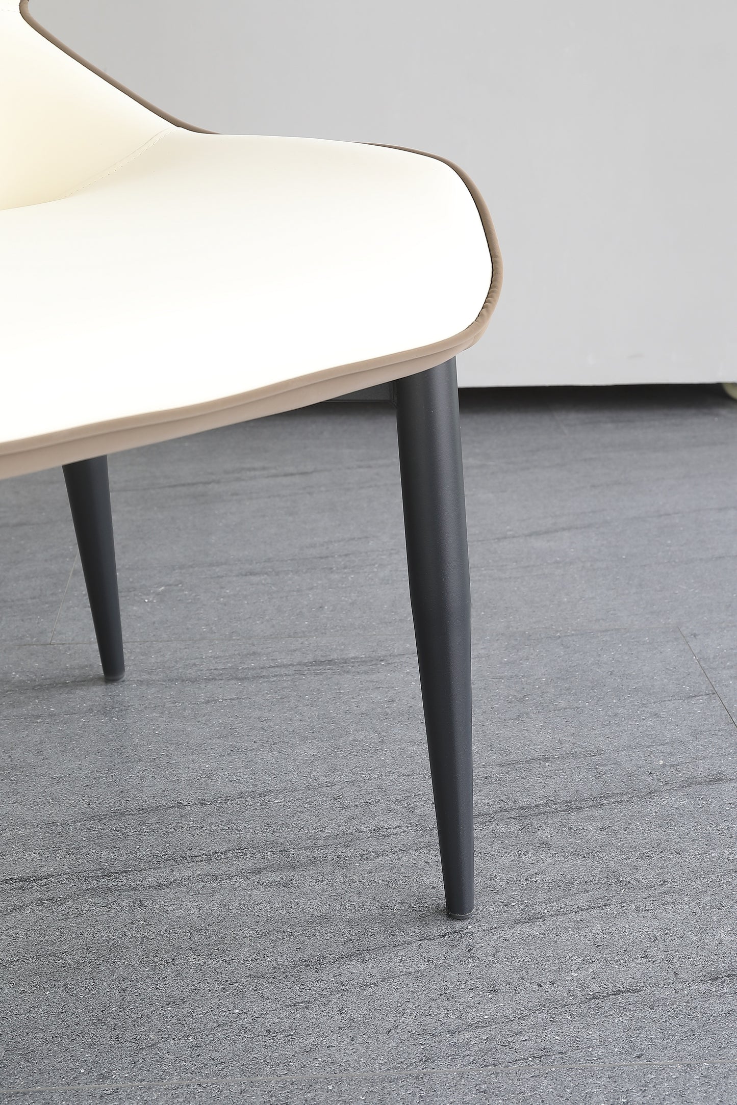 Modern Dining Chair Faux leather Upholstery With Carbon steel legs In Light Grey