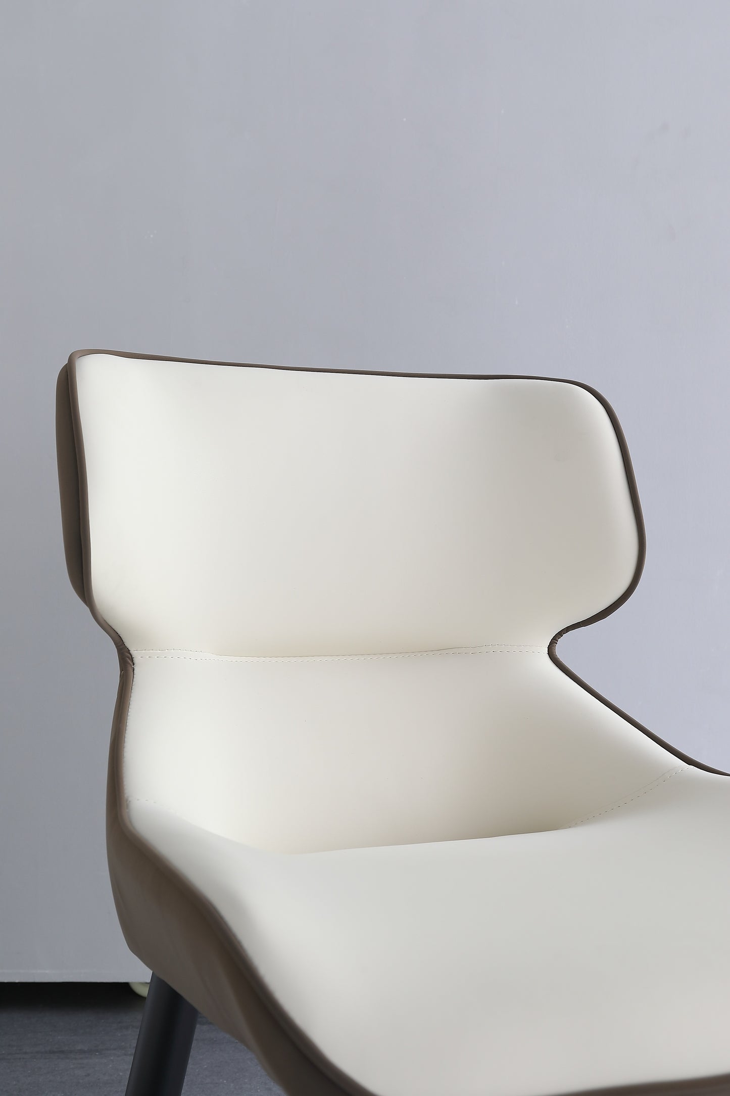Modern Dining Chair Faux leather Upholstery With Carbon steel legs In Light Grey
