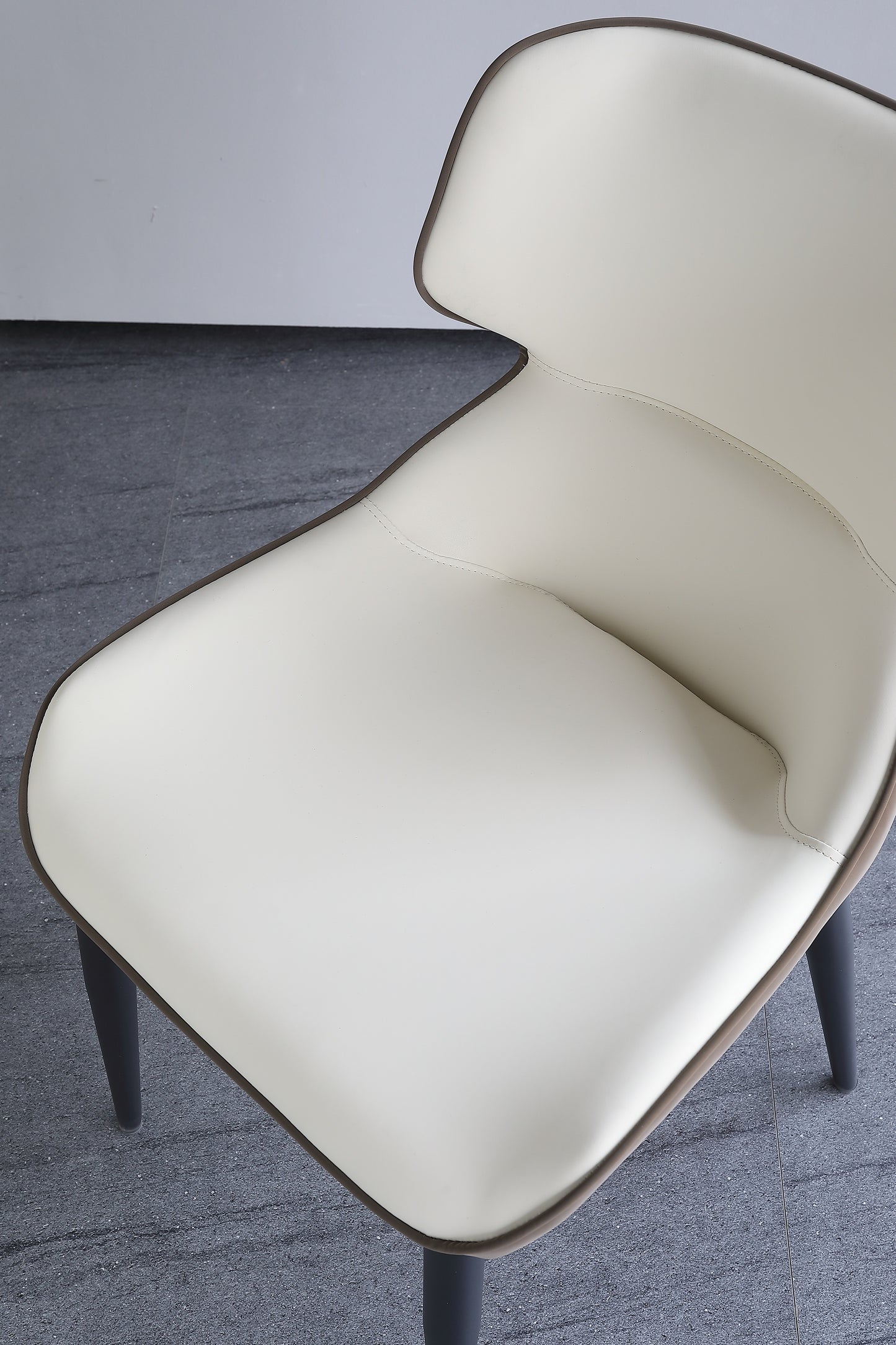 Modern Dining Chair Faux leather Upholstery With Carbon steel legs In Light Grey