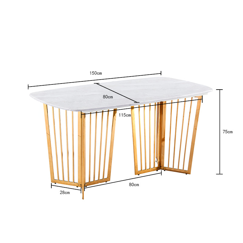 Rectangular Marble Stone Top Dining Table Golden High Gloss Base Frame 1.5m/1.8m