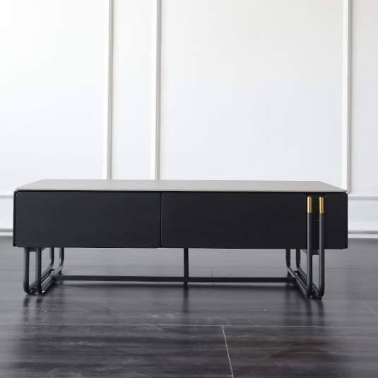 ELLA Modern Design Coffee Table Sintered Stone Top In Smoke Brown Ash 4 Drawers 1.2m
