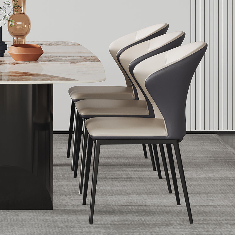 Italian Design Luxury Leather Dining Chair Steel legs PU Leather High Quality