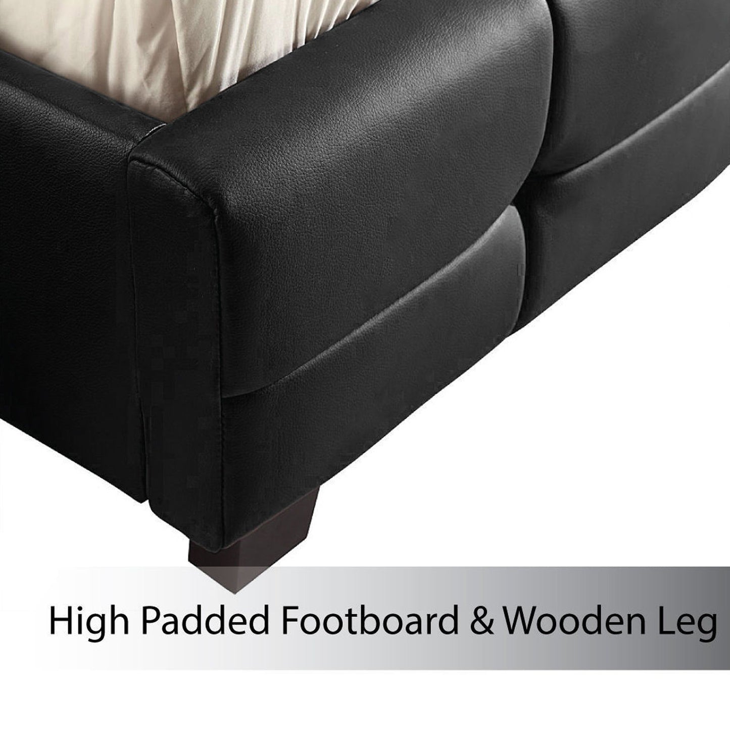Chocolate Block Style Bedframe With Wooden Legs Fabric/PU In Double Queen King