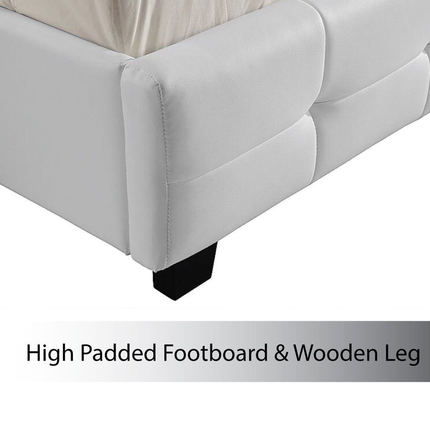 Chocolate Block Style Bedframe With Wooden Legs Fabric/PU In Double Queen King