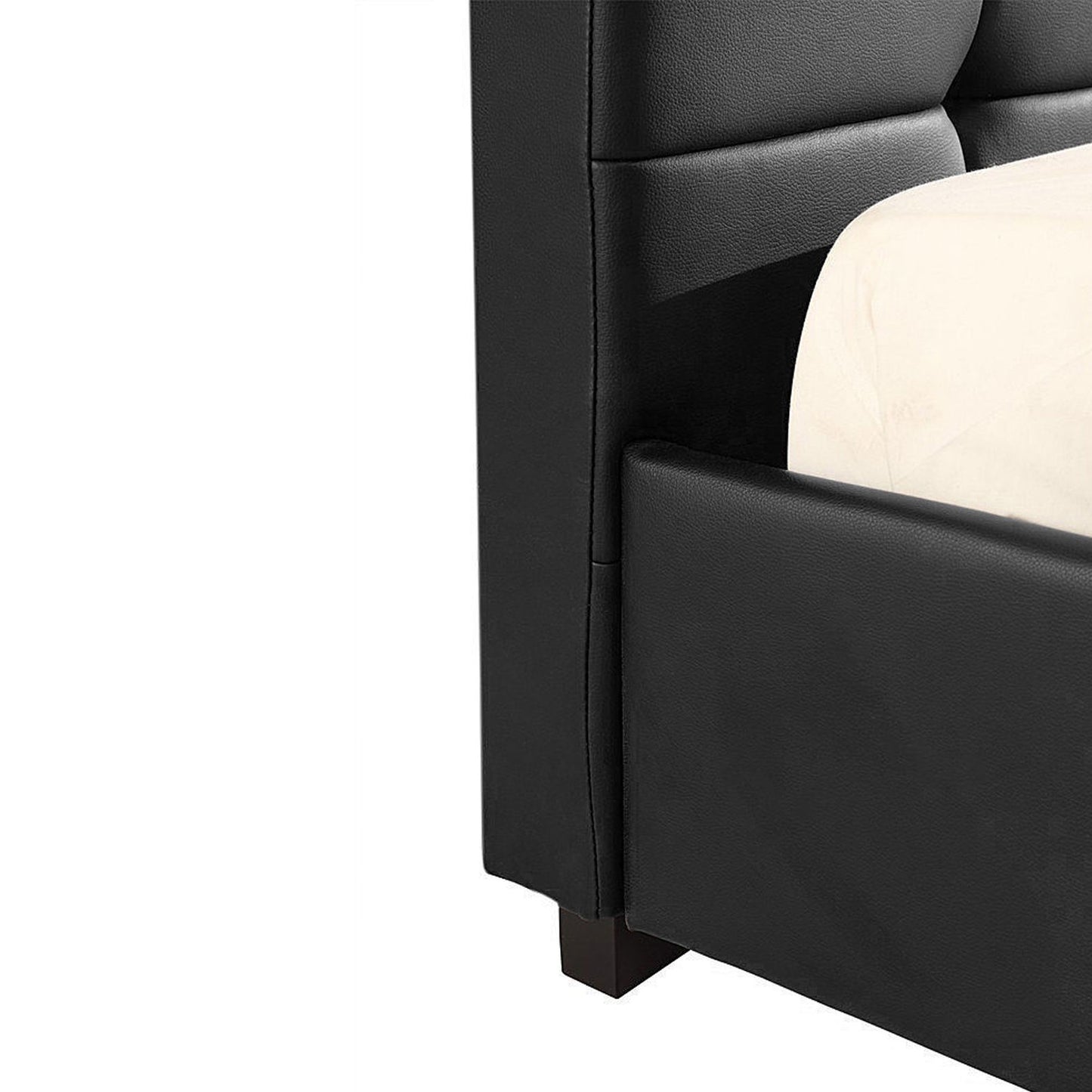 Chocolate Block Style Bedframe With Wooden Legs Fabric/PU In Double Queen King