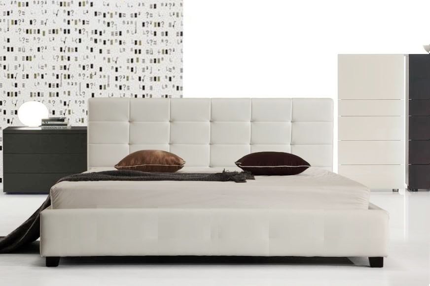 Chocolate Block Style Bedframe With Wooden Legs Fabric/PU In Double Queen King