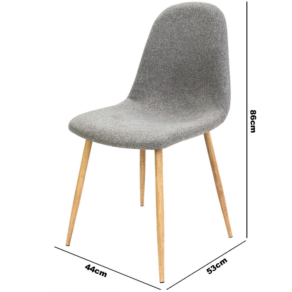 Trendy Residential Design Dining Chairs Retro Wooden Look Steel Leg Fabric Seat