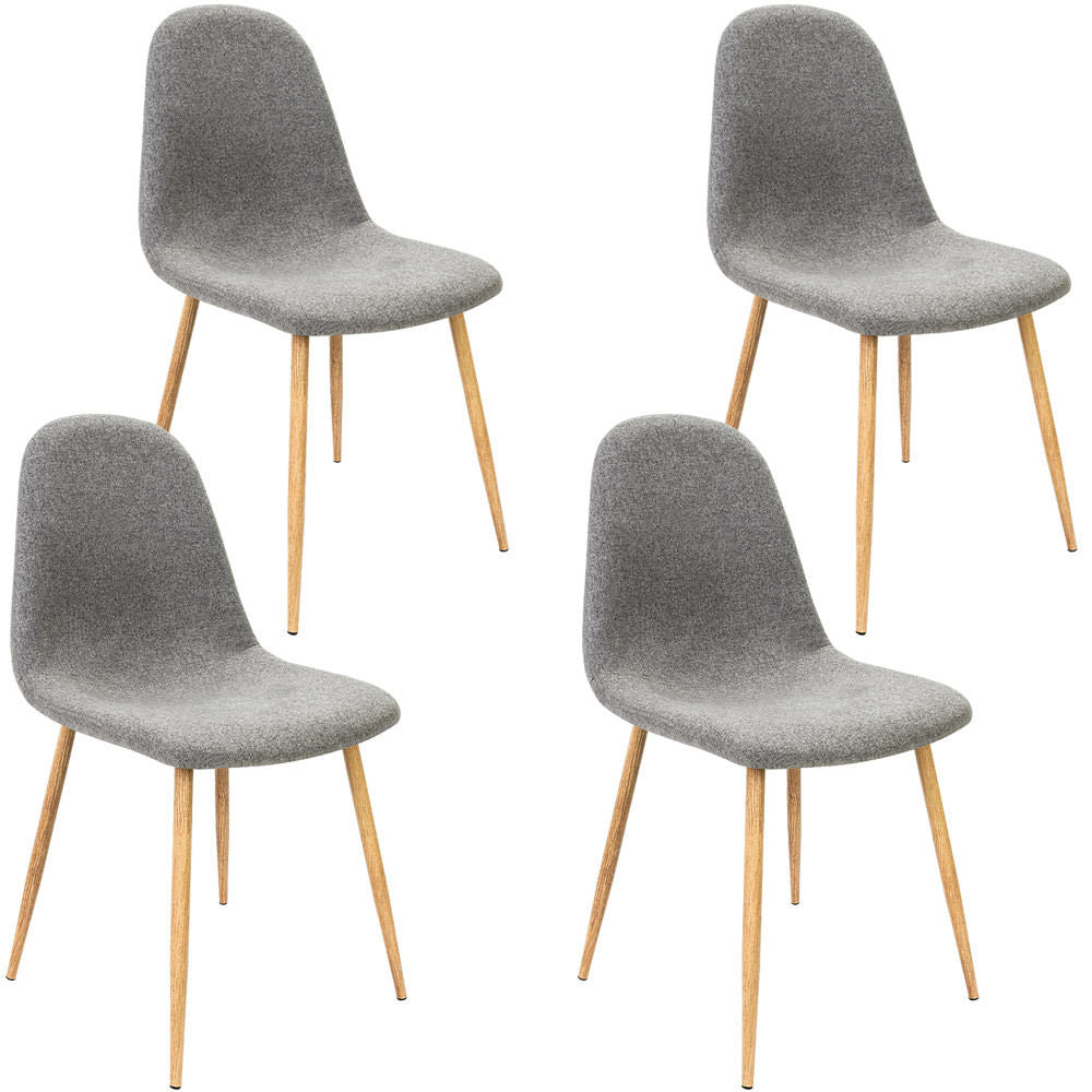 Trendy Residential Design Dining Chairs Retro Wooden Look Steel Leg Fabric Seat