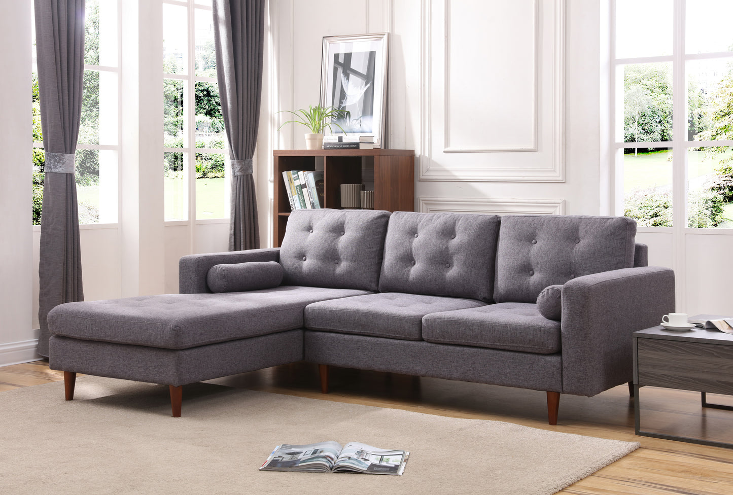 Vittorio Modern Design Fabric 3-Seat Modular Recliner Corner Futon Lounge Couch With Chaise