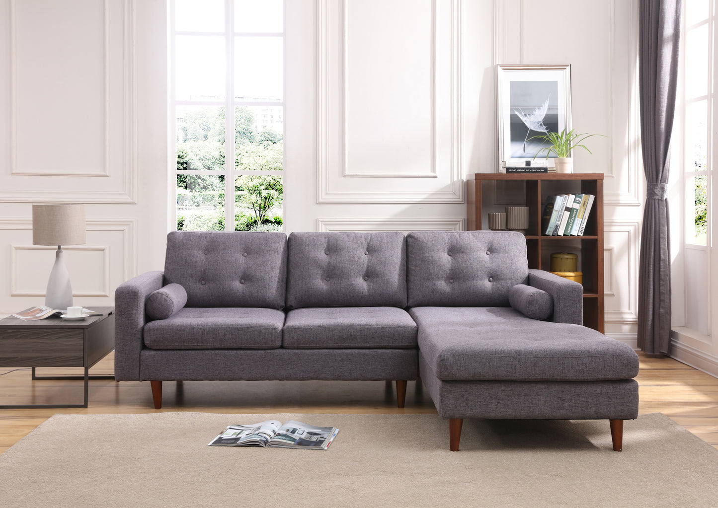 Vittorio Modern Design Fabric 3-Seat Modular Recliner Corner Futon Lounge Couch With Chaise