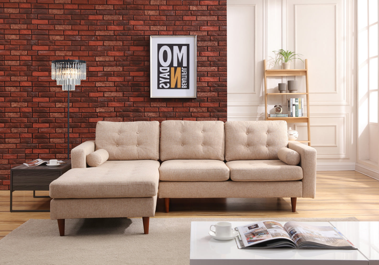 Vittorio Modern Design Fabric 3-Seat Modular Recliner Corner Futon Lounge Couch With Chaise