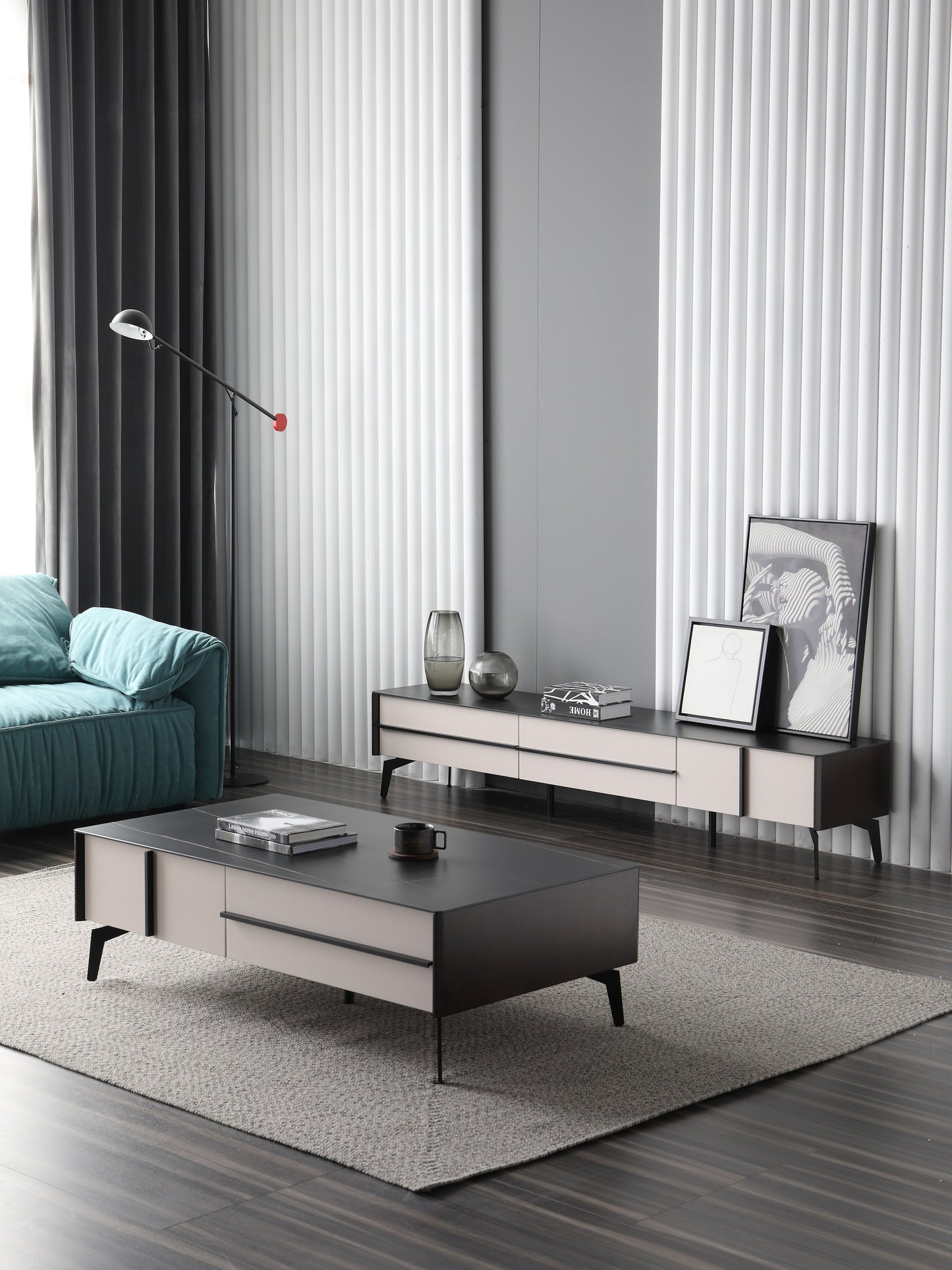 AMELIA Morden Design Coffee Table Sintered Stone Top 4 Drawers 1.3m