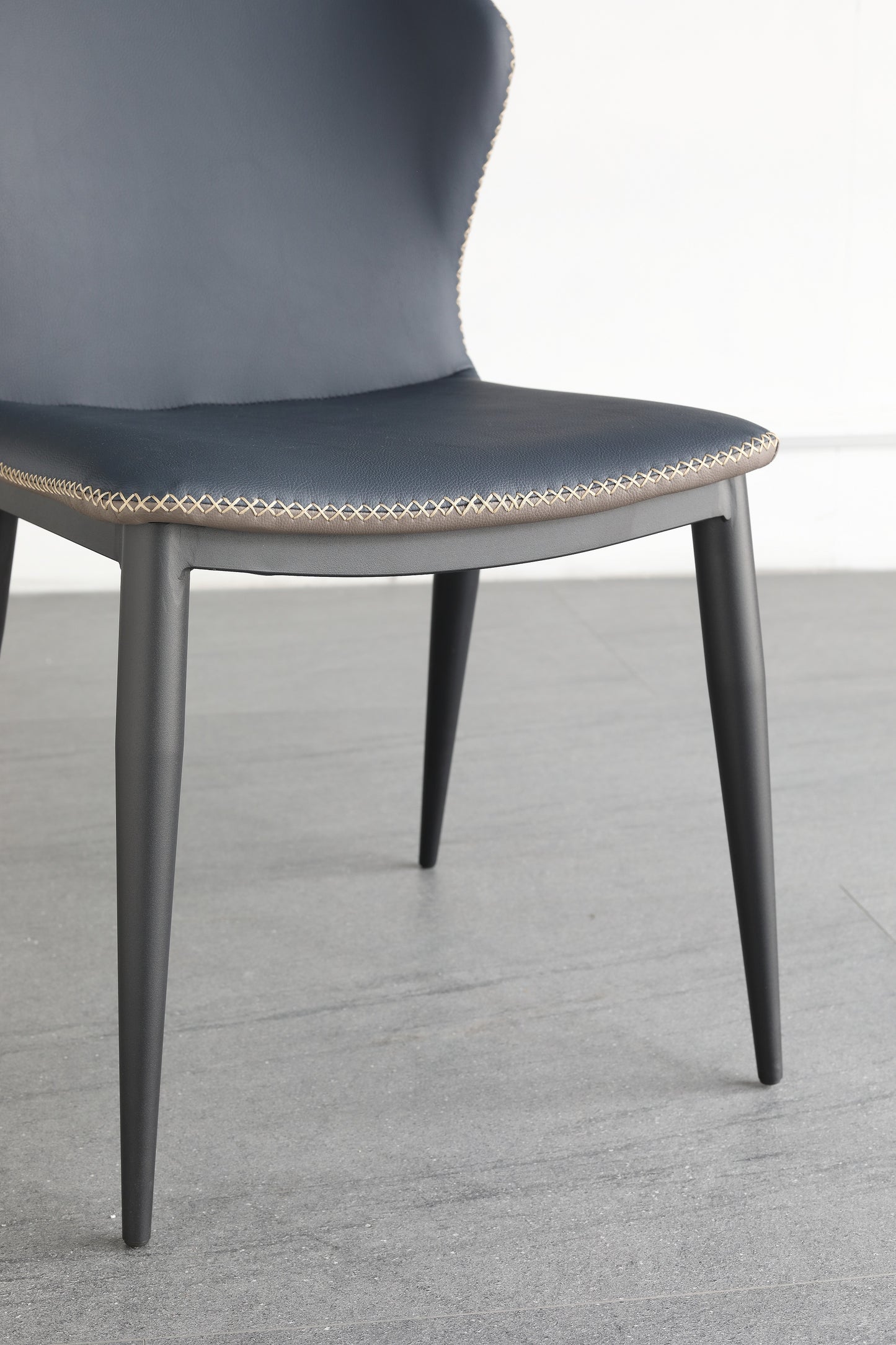 Luxury Design PU Leather Dining Chair Steel Frame And Leg Hand Stitch Muti Color