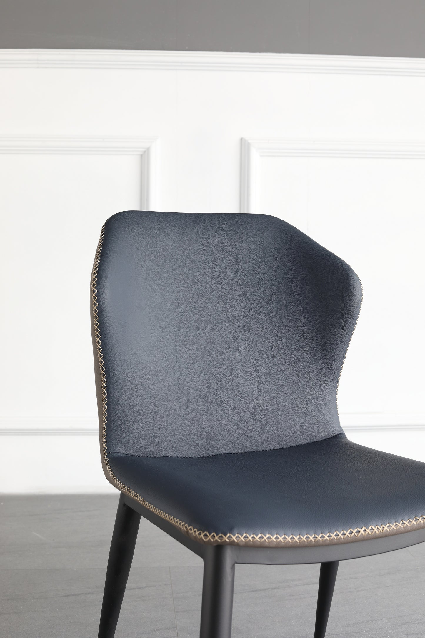 Luxury Design PU Leather Dining Chair Steel Frame And Leg Hand Stitch Muti Color