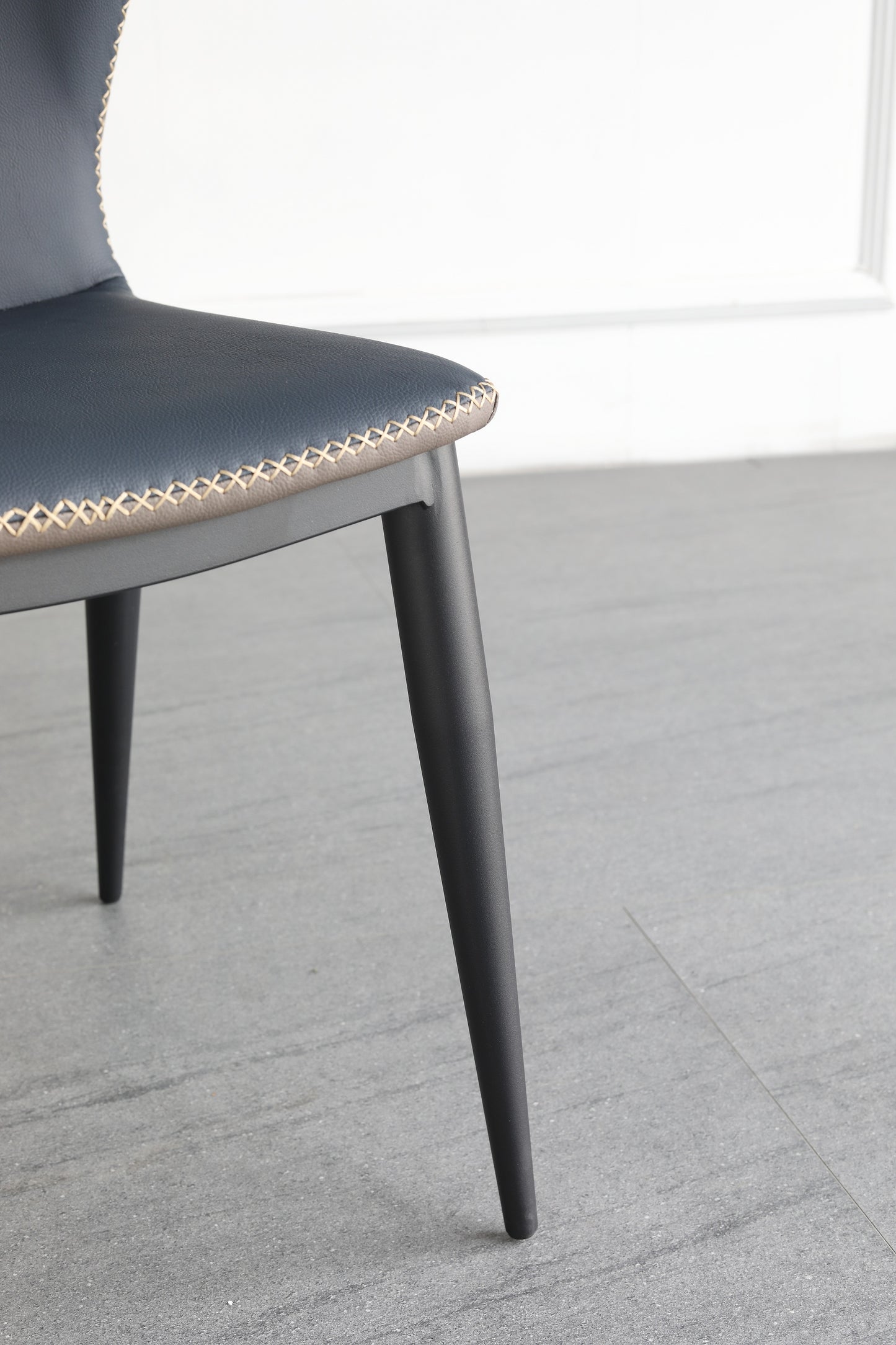 Luxury Design PU Leather Dining Chair Steel Frame And Leg Hand Stitch Muti Color