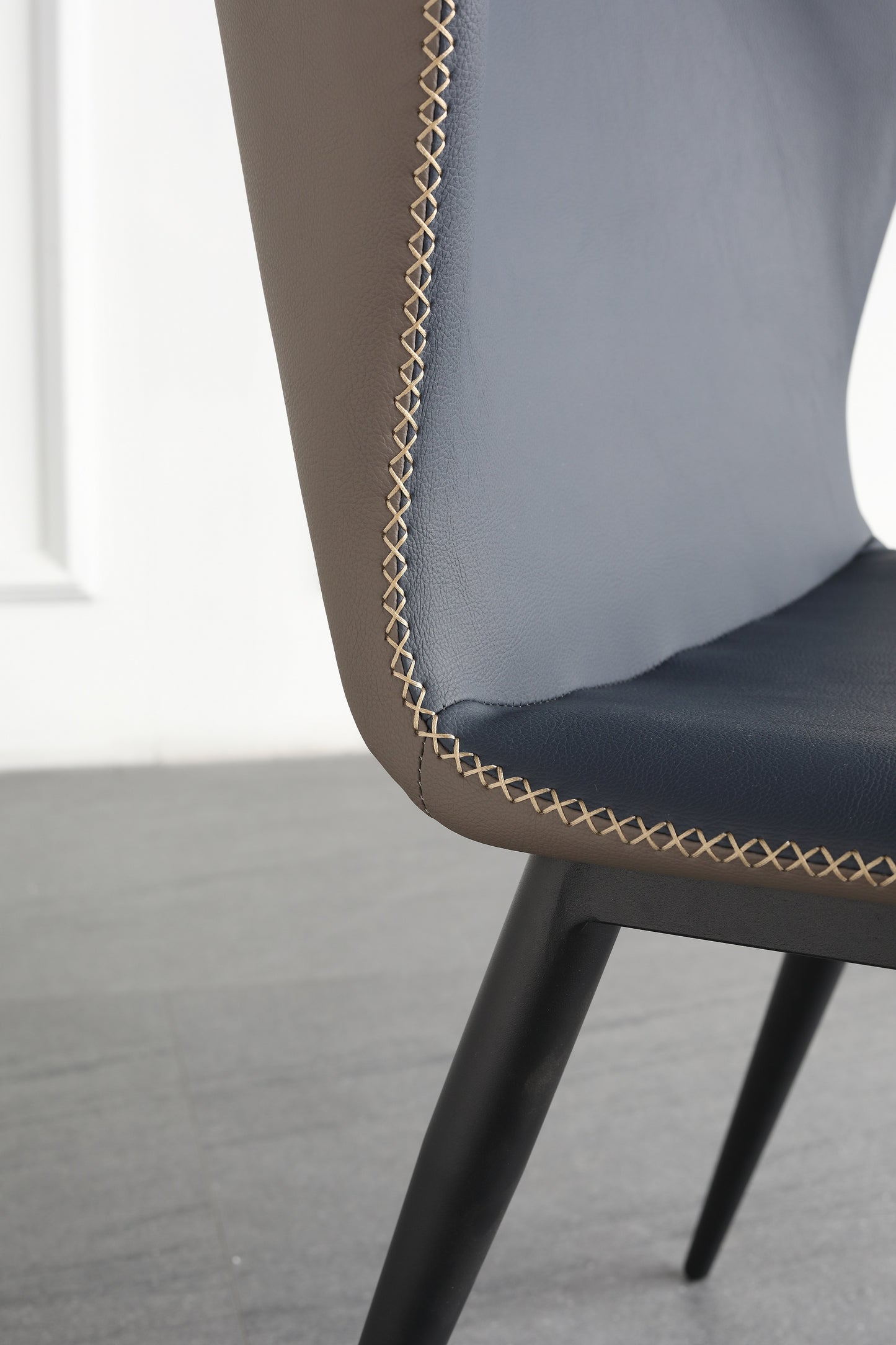 Luxury Design PU Leather Dining Chair Steel Frame And Leg Hand Stitch Muti Color
