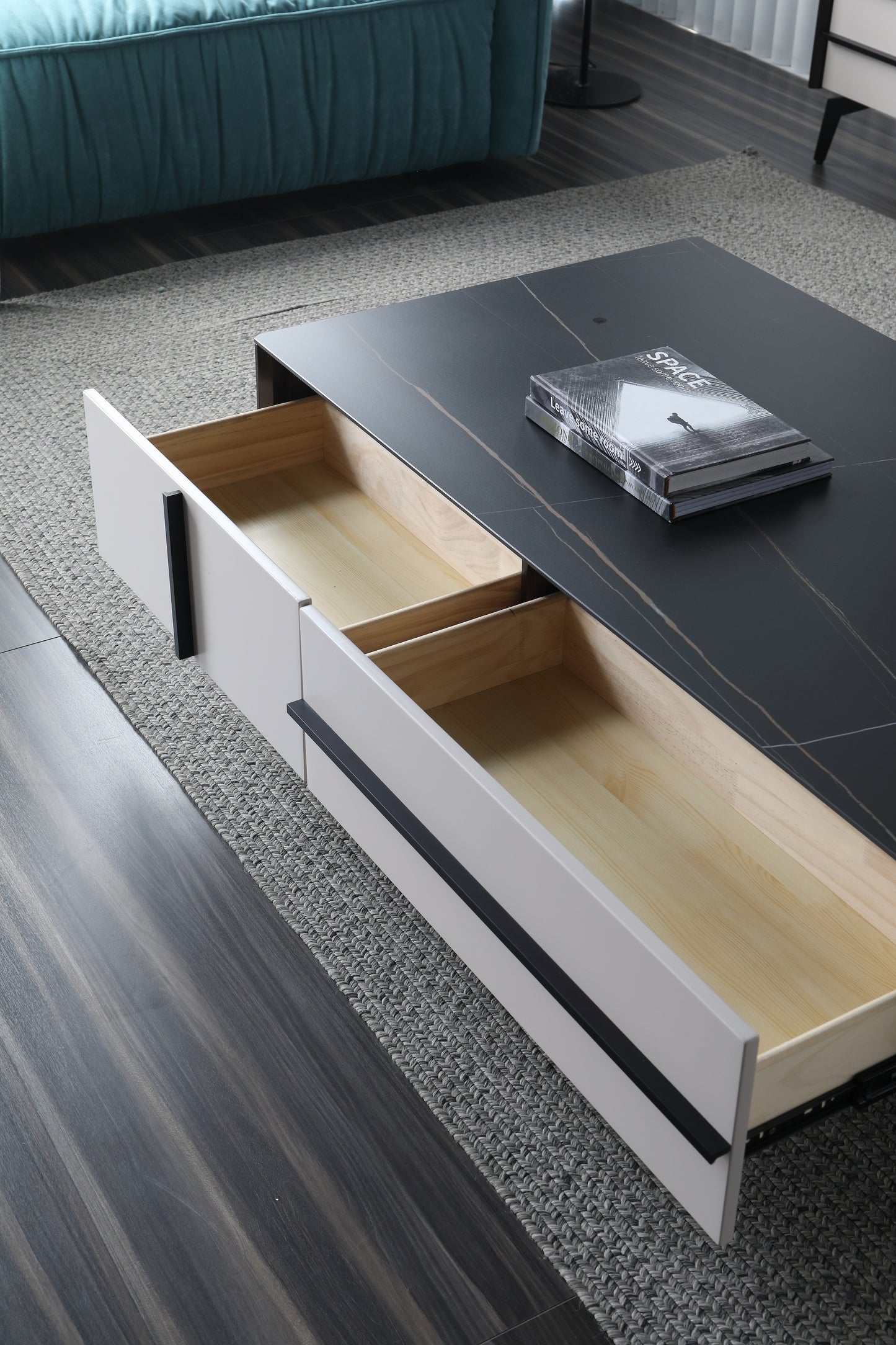 AMELIA Morden Design Coffee Table Sintered Stone Top 4 Drawers 1.3m