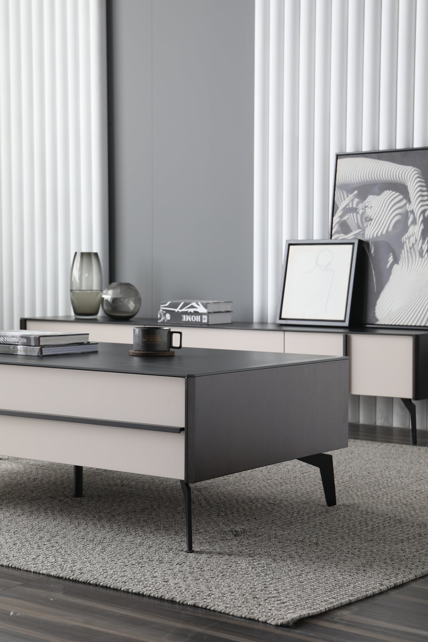 AMELIA Morden Design Coffee Table Sintered Stone Top 4 Drawers 1.3m