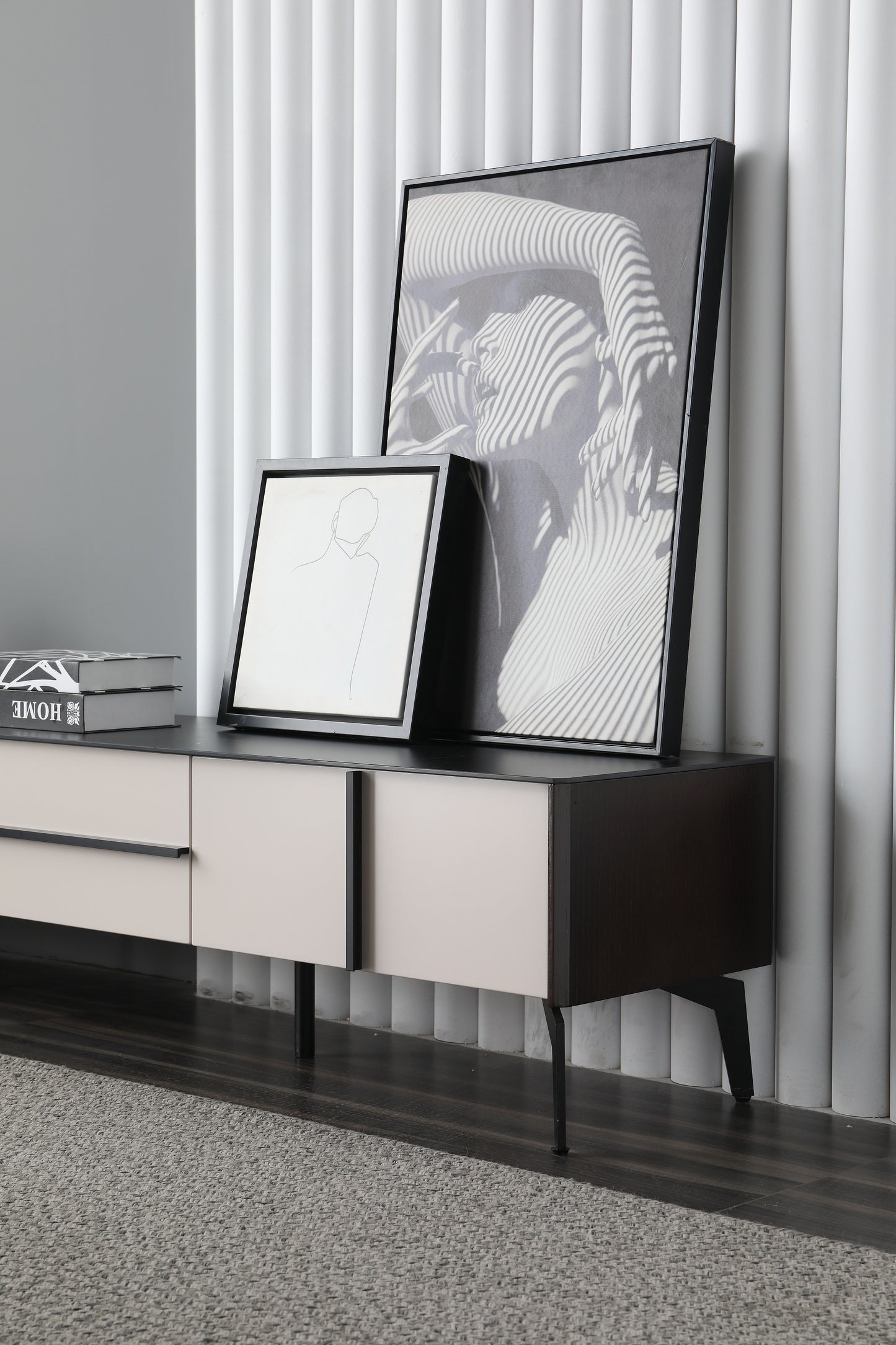 AMELIA Mordern Design Entertainment Unit TV Unit TV Stand Black And White Contrast Color 2m