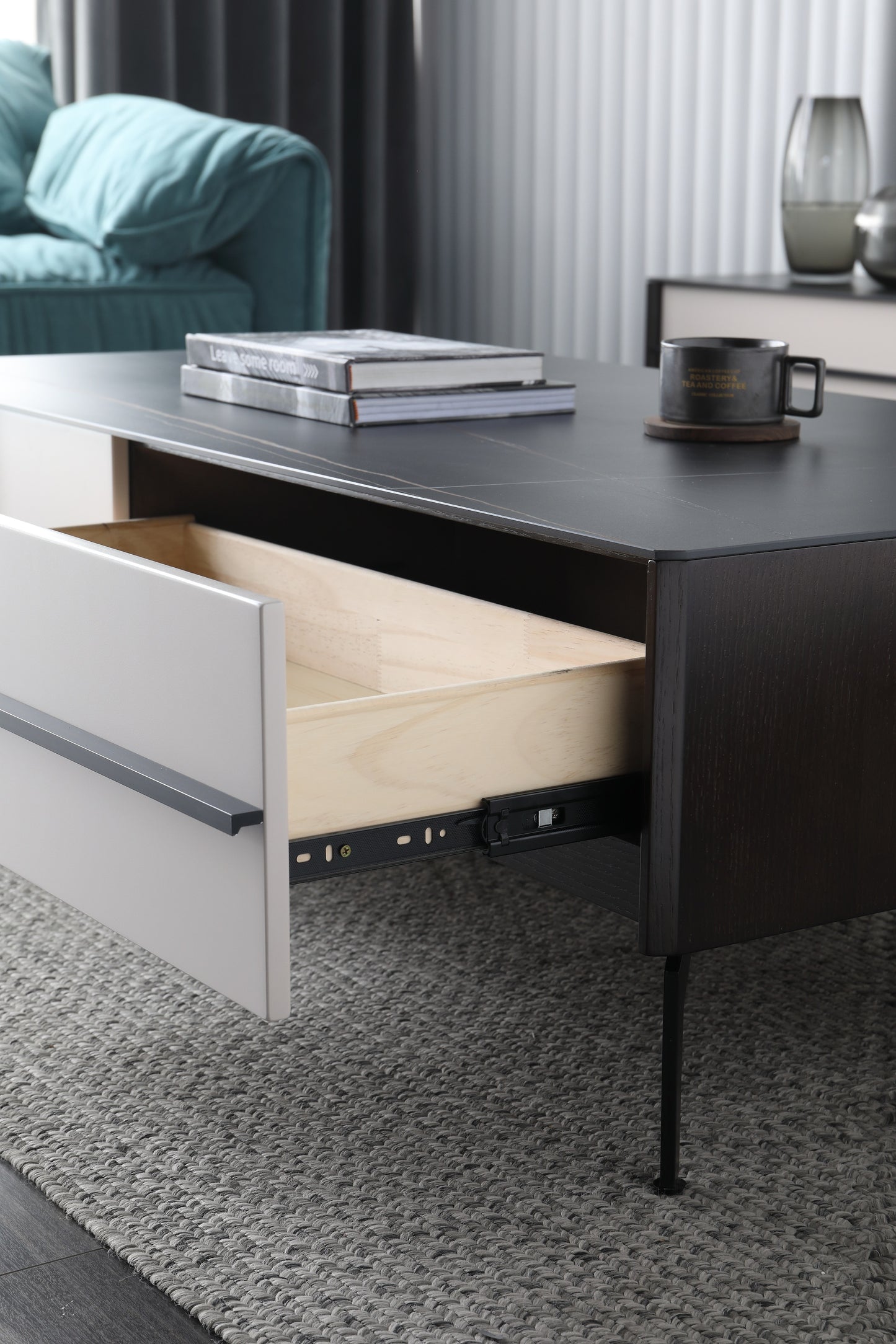 AMELIA Morden Design Coffee Table Sintered Stone Top 4 Drawers 1.3m
