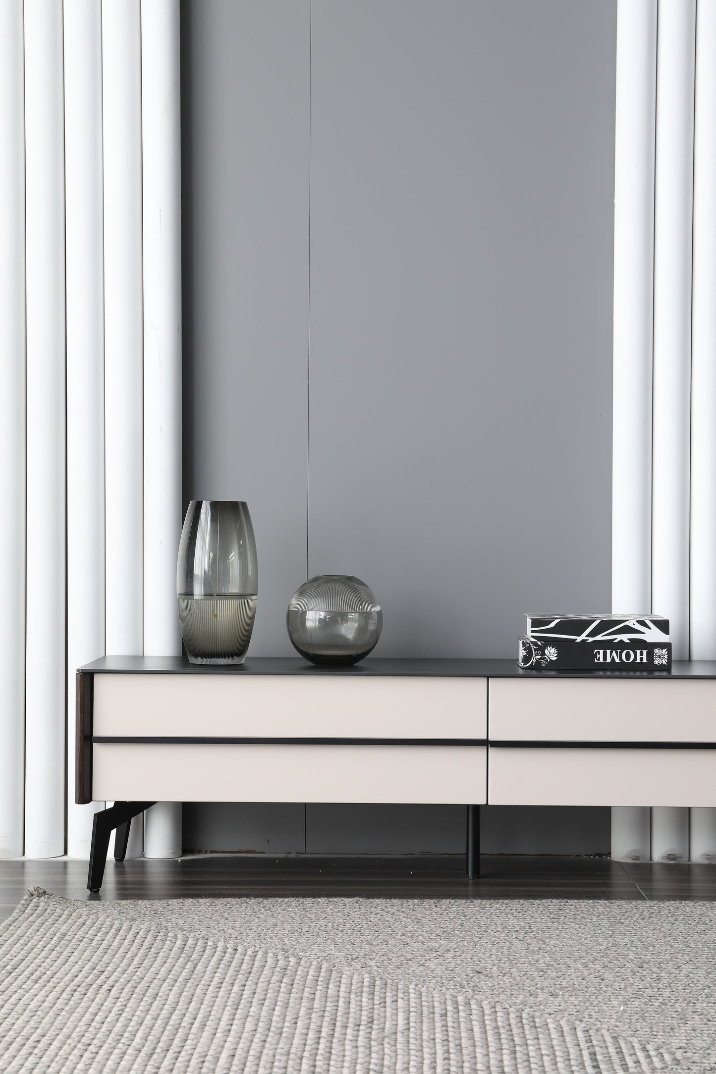 AMELIA Mordern Design Entertainment Unit TV Unit TV Stand Black And White Contrast Color 2m