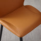 Italian Design PU Leather Dining Chair Metal Legs Orange Color Hand Stitched