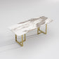 ELOWEN Marble Style Paint Sintered Stone Top Rectangular Dining Table High Gloss Finish 1.8-2.4m