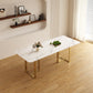 ELOWEN Marble Style Paint Sintered Stone Top Rectangular Dining Table High Gloss Finish 1.8-2.4m