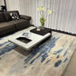 OTTAVIO Designer Black and White Color Slate Top Coffee Table With Transparent Legs and Metal Fruit Tray