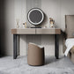 TEODORO Sintered Stone Top Leather Wrapped Vanity Table With Stool And LED Mirror Makeup Table Dressing Table With Drawers 0.8m-1.2m