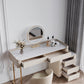 TRAGO Sintered Stone Top Vanity Table With Stool And LED Mirror Makeup Table Dressing Table With Drawers