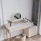 TRAGO Sintered Stone Top Vanity Table With Stool And LED Mirror Makeup Table Dressing Table With Drawers