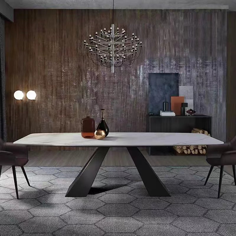 Keanu Mordern Style Rectangular Ceramic Top Dining Table With Steel Base 1.8m-2m