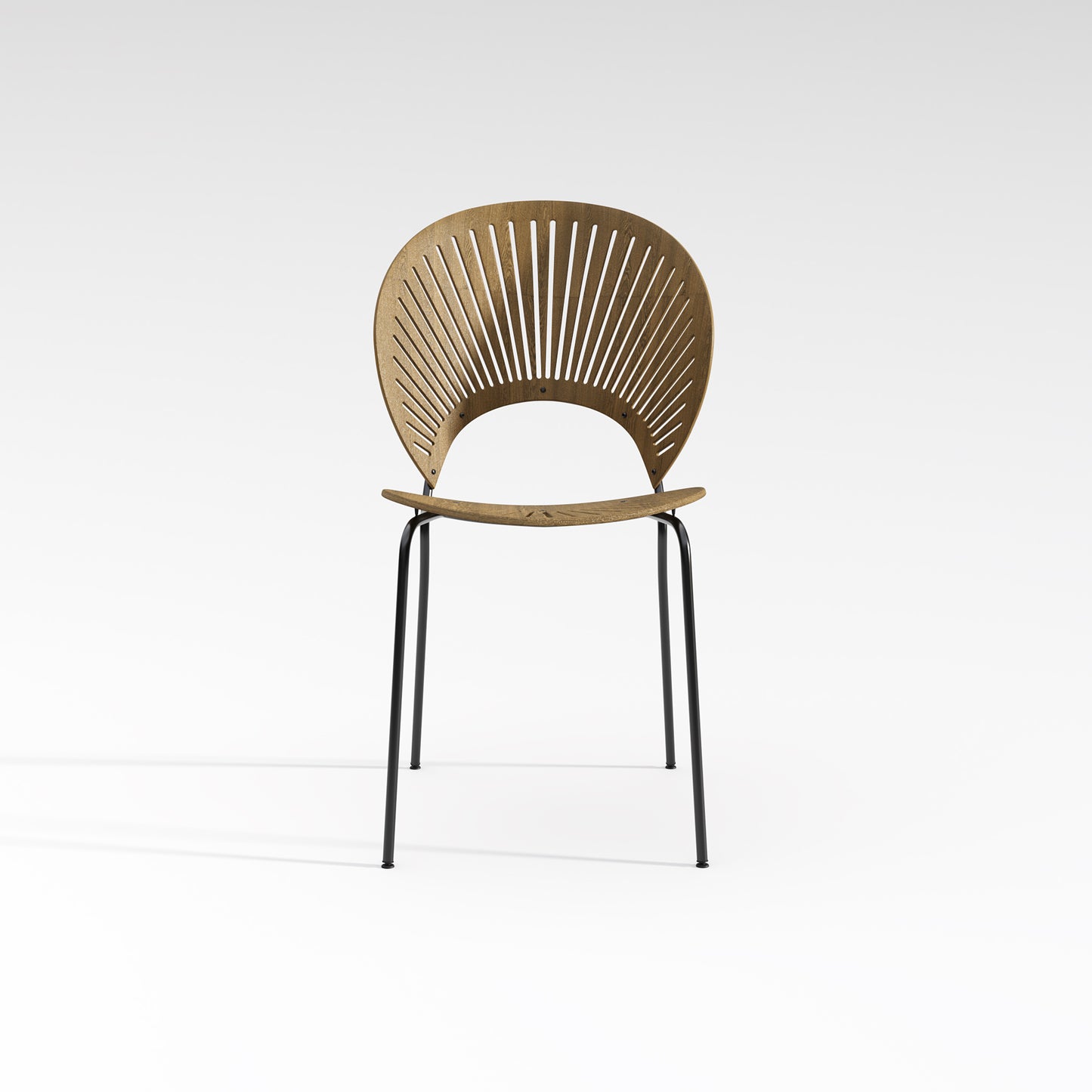 CIRCULAR FAN Wabi-Sabi Design Dining Chair Steel Frame And Legs With Solid Timber Seat