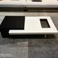 OTTAVIO Designer Black and White Color Slate Top Coffee Table With Transparent Legs and Metal Fruit Tray