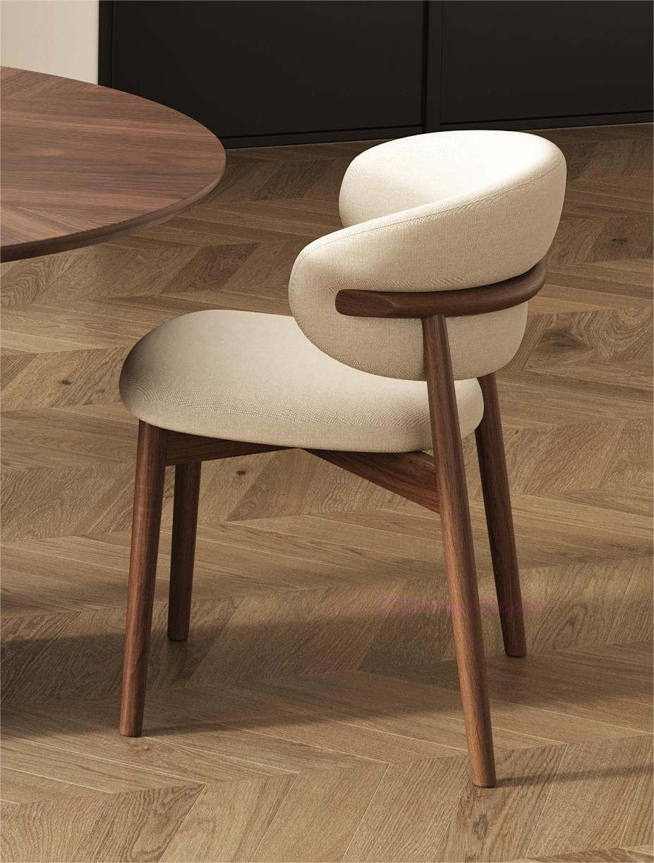 Mars Simple Style Dining Chair Solid Timber Frame And Legs With Fabric Seat Beige Color