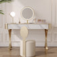 Dolores Stone Top Vanity Table With LED Mirror And Stool Makeup Table Dressing Table Set