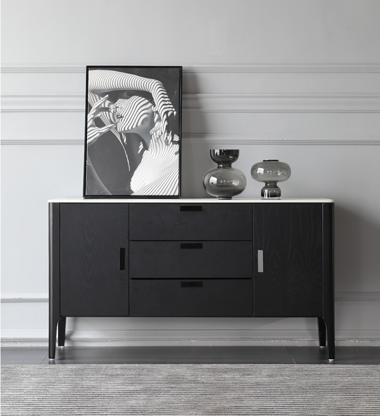 DERIAN Buffet Sideboard Cabinet With Marble Top Mordern Style Timber Buffet