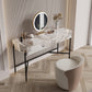 Arna Ceramic Top Vanity Table with Stool and LED Mirror Vanity Table Dressing Table With Mirror and Drawers