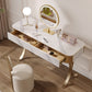 Dolores Stone Top Vanity Table With LED Mirror And Stool Makeup Table Dressing Table Set 1.2m