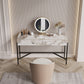 Arna Ceramic Top Vanity Table with Stool and LED Mirror Vanity Table Dressing Table With Mirror and Drawers