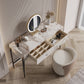 Arna Ceramic Top Vanity Table with Stool and LED Mirror Vanity Table Dressing Table With Mirror and Drawers