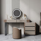 TEODORO Sintered Stone Top Leather Wrapped Vanity Table With Stool And LED Mirror Makeup Table Dressing Table With Drawers 0.8m-1.2m