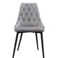 French Style High-Back Velvet Upholstered Grid Pattern Dining Chair