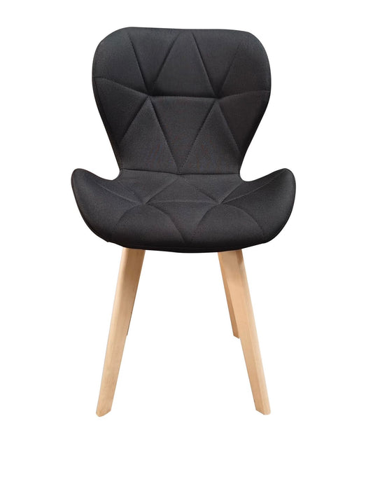 Diamond Style Black Color Simple Dining Chair Cotton Textured Seats With Timber Legs