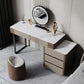 TEODORO Sintered Stone Top Leather Wrapped Vanity Table With Stool And LED Mirror Makeup Table Dressing Table With Drawers 0.8m-1.2m