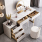 NEREO Italian Design Sintered Stone Top Vanity Table With Stool And LED Mirror Makeup Table Dressing Table With Drawers 1m-1.2m